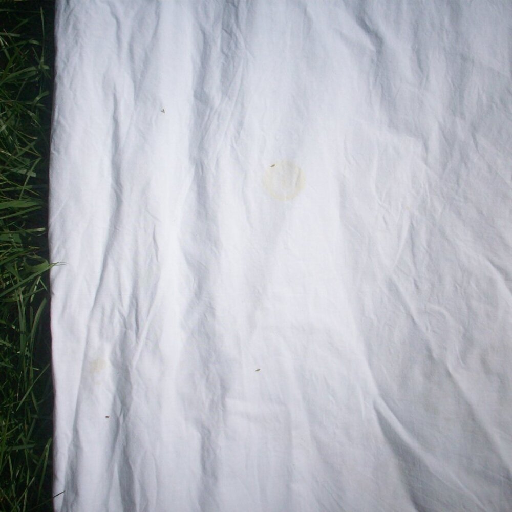 VTG Battenburg Lace Full Size Flat Sheet White 100% Cotton 79" x 90" - 2 Stains - Picture 5 of 12